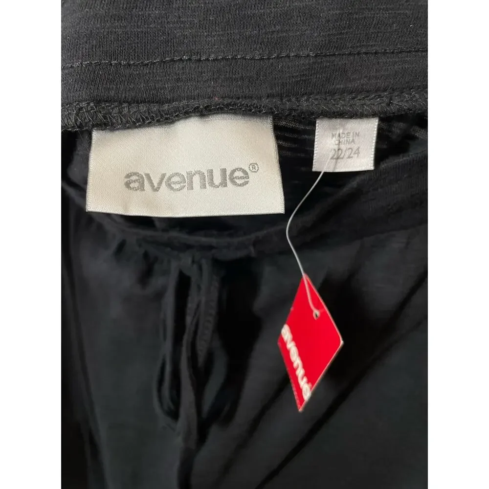 Avenue Tiered Black Skirt Midi NWT 22/24 Womens Cotton